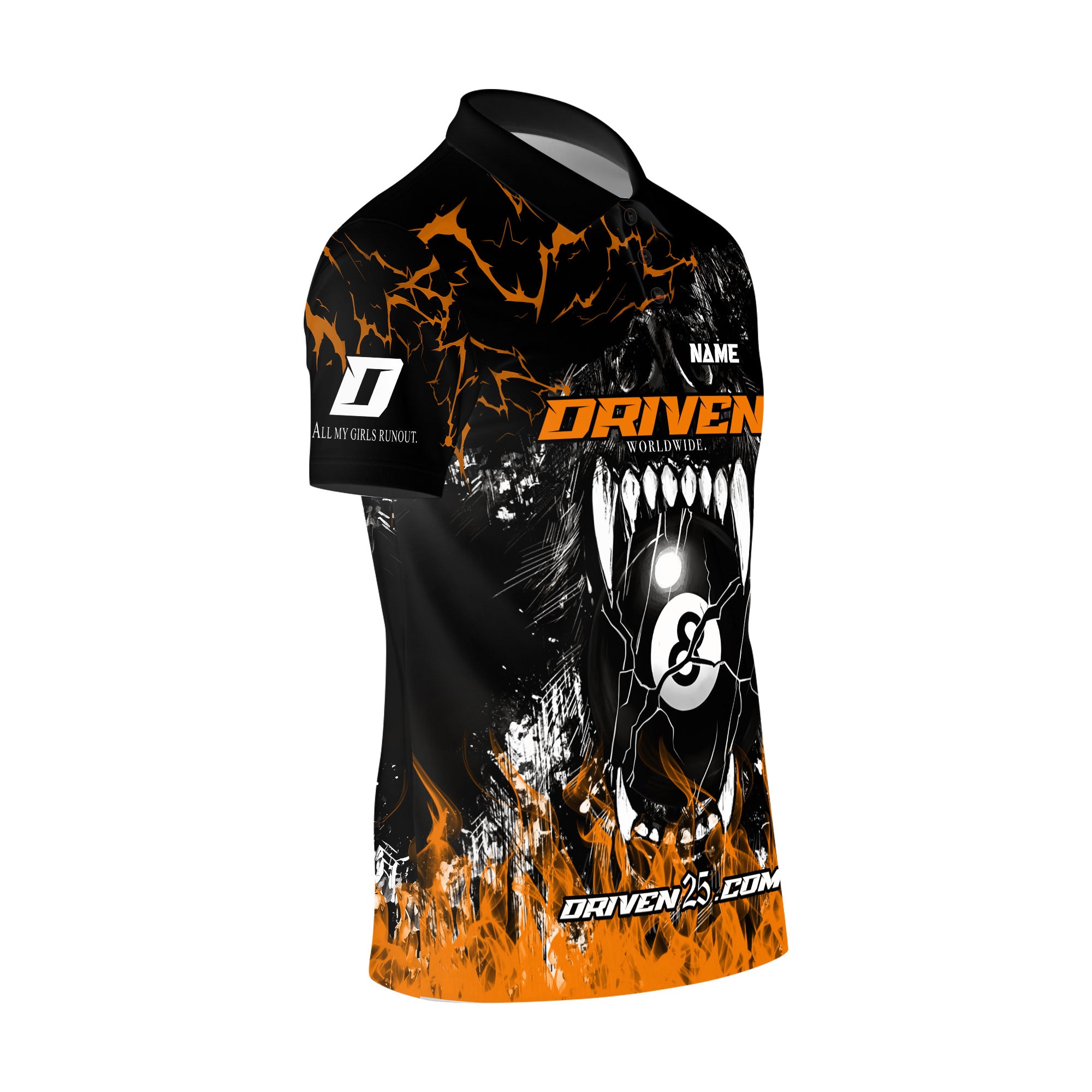 DRIVEN Ladies Wolf sport polo Black/Orange ( Customizable )
