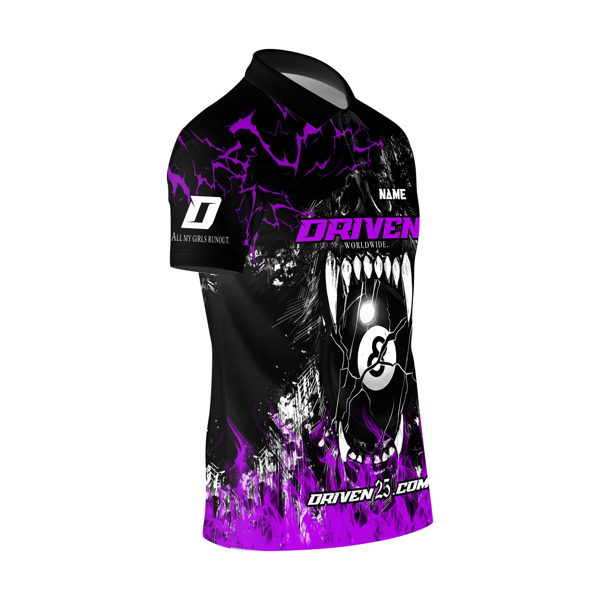 DRIVEN Ladies Wolf sport polo Black/Purple ( Customizable )