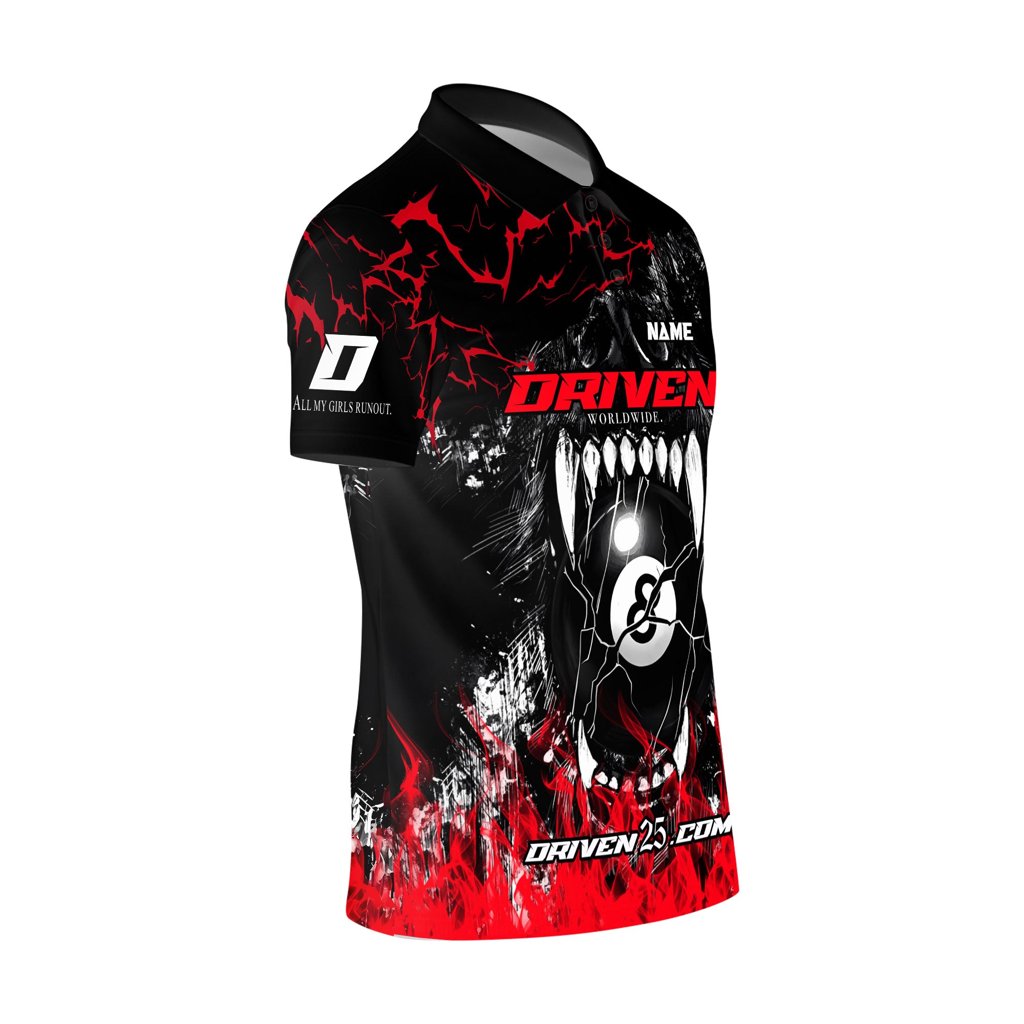 DRIVEN Ladies Wolf sport polo Black/Red ( Customizable )